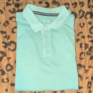 American Eagle Sea Blue Green Polo Shirt